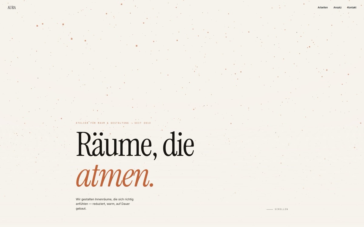 Designvorschlag AURA ATELIER — Warm & redaktionell