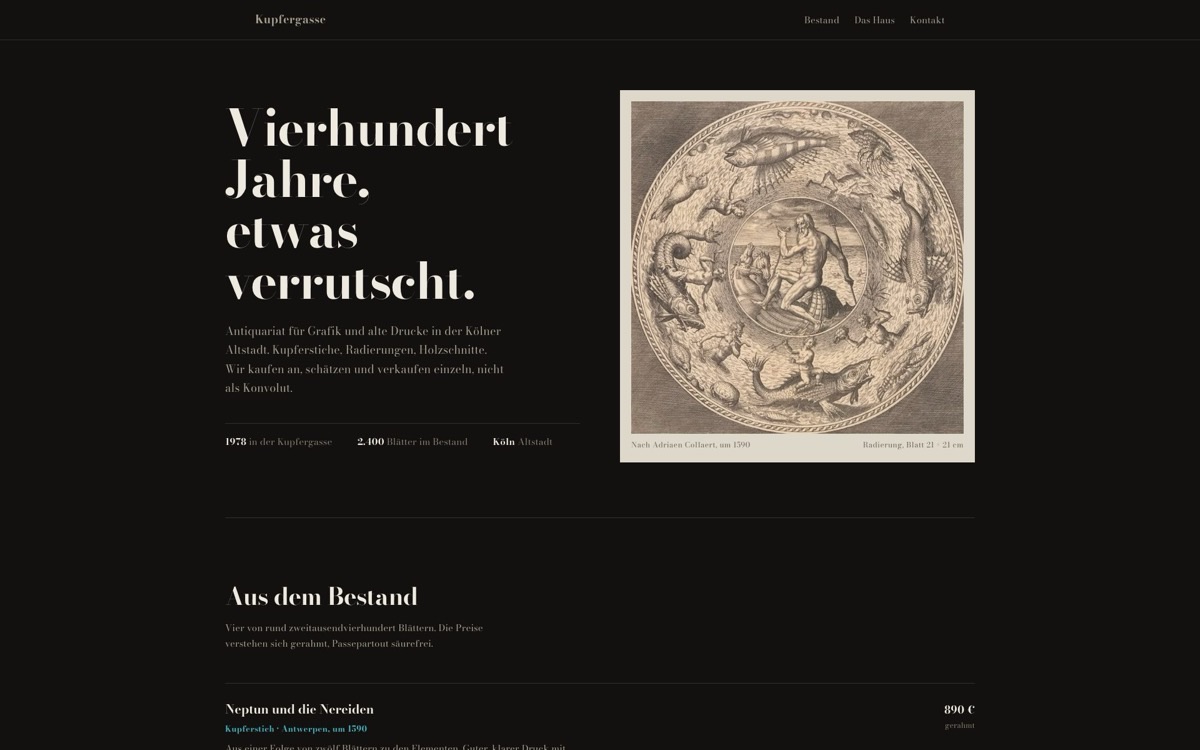Designvorschlag KUPFERGASSE — Historisch & gebrochen