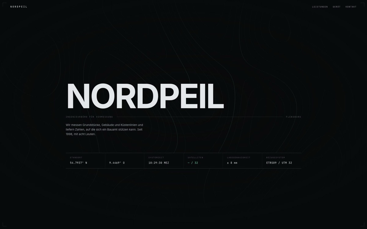 Designvorschlag NORDPEIL — Technisch & präzise