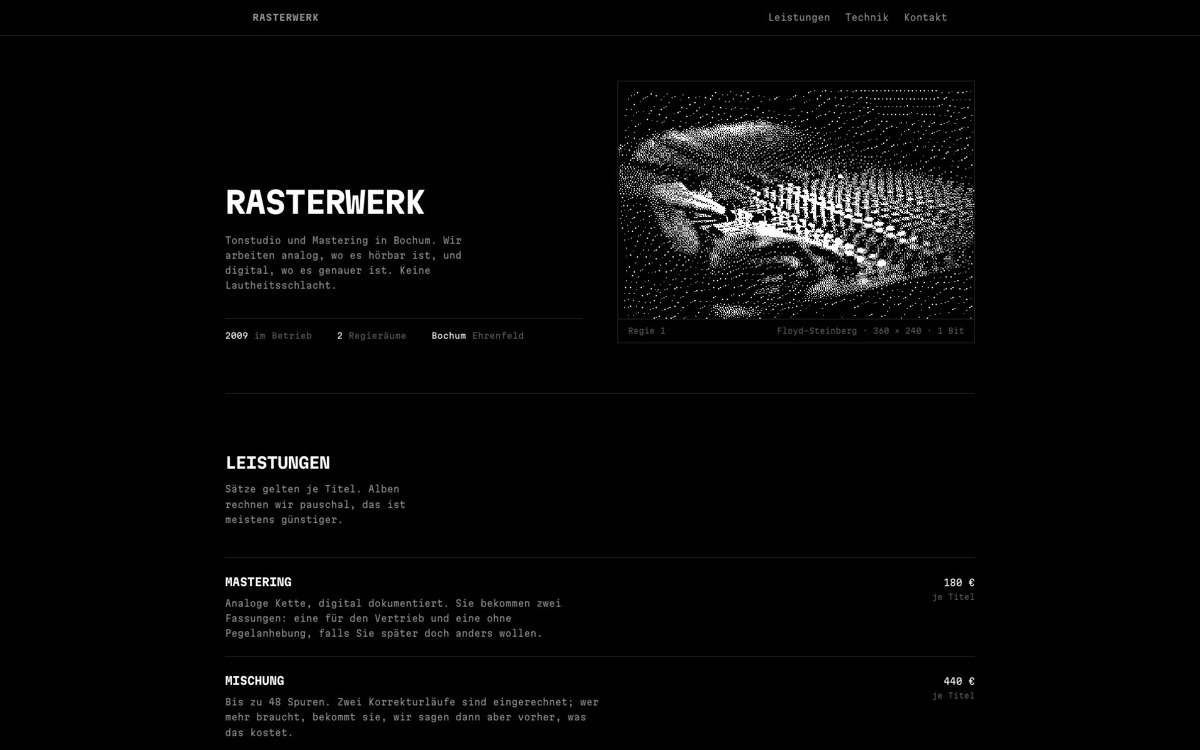 Designvorschlag RASTERWERK — Körnig & technisch