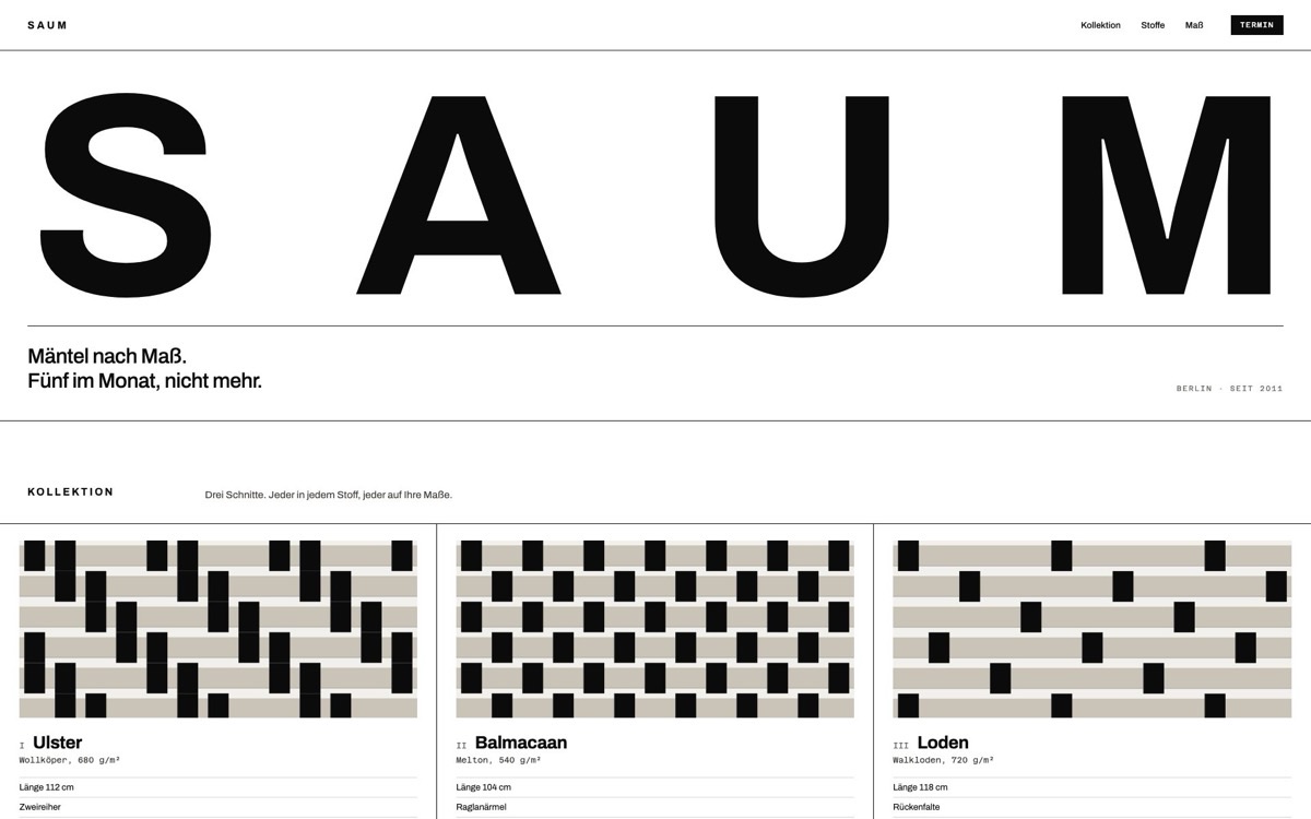 Designvorschlag SAUM — Modisch & reduziert